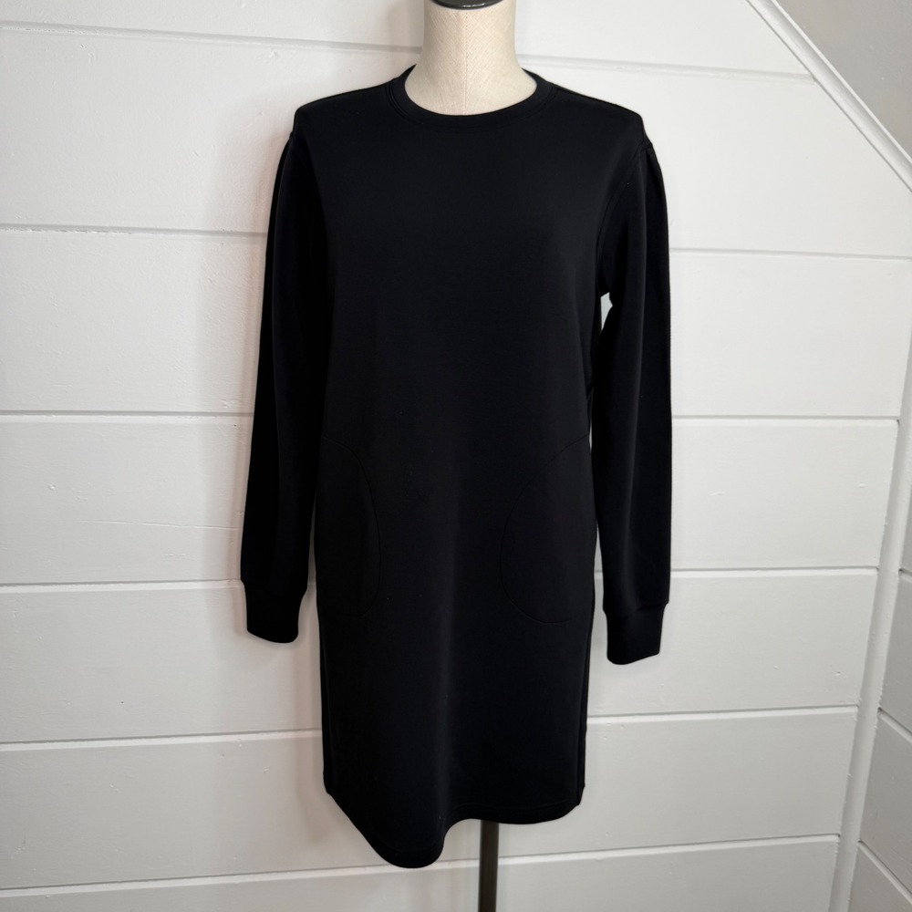Spanx AirEssentials Long Sleeve Crewneck Sweatshirt Dress XS Black 50453R